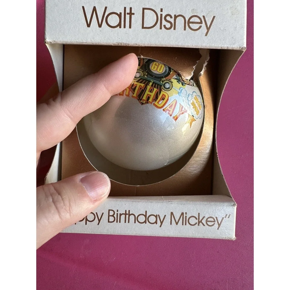 Vintage Disney Happy‎ 60th Birthday Mickey  Christmas Ornament   1988 Schmid